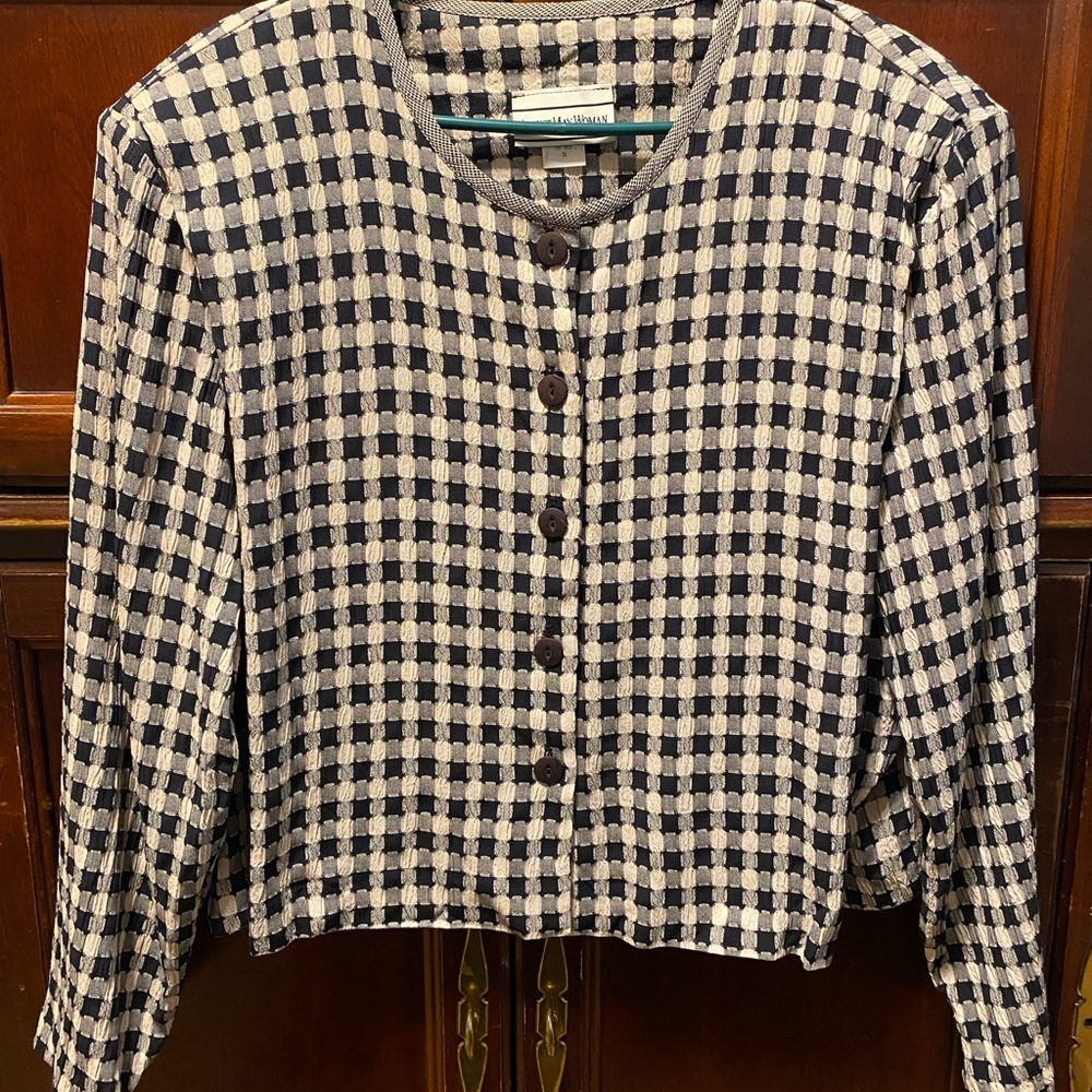 Chic Checkered Button-Up Jacket size 26 vintage